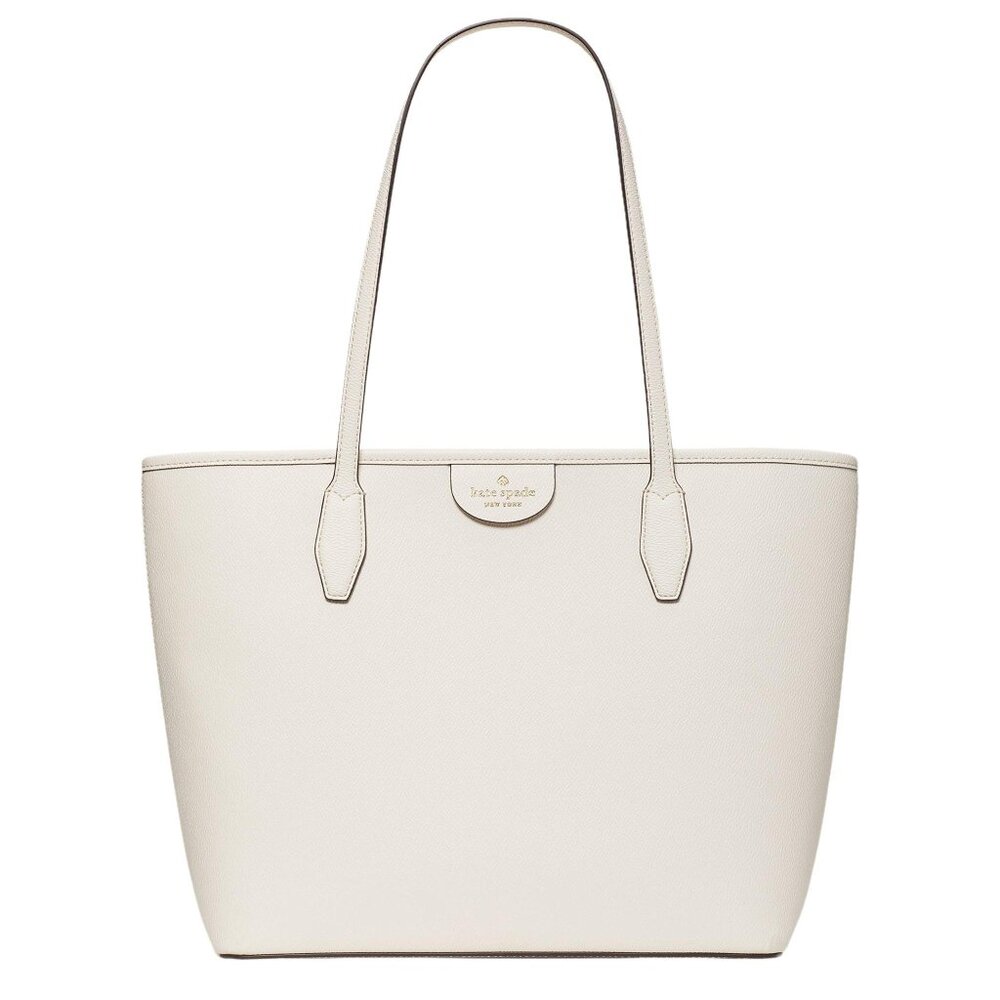 Kate Spade Lori Tote | Cream White Leather | Large Designer Work Bag